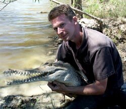Adam and freshwater crocodile